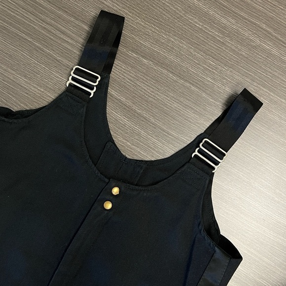 BIB OVERALLS  Heavy Black Denim. Zip up. Buckle shoulder straps. Goth Vampire - Picture 1 of 14